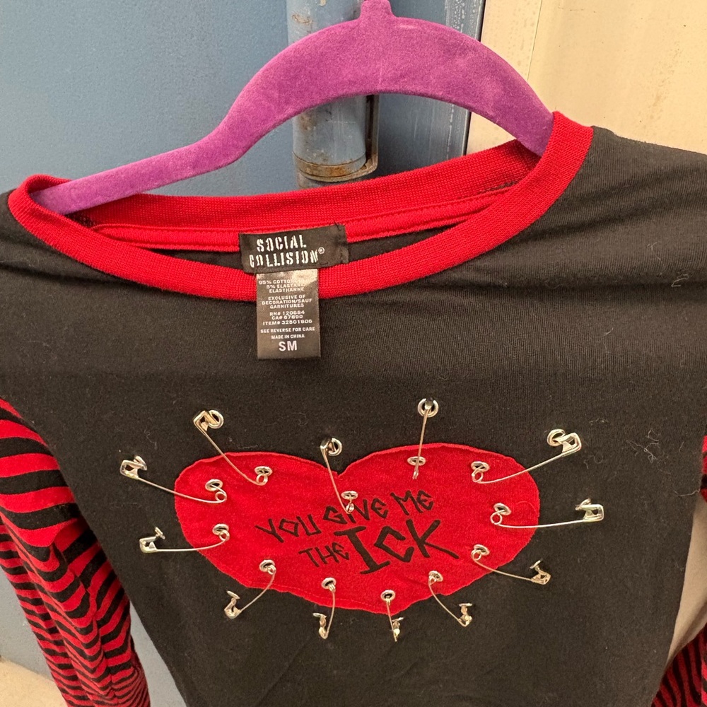 Social Collision Black and Red Long Sleeve Tee